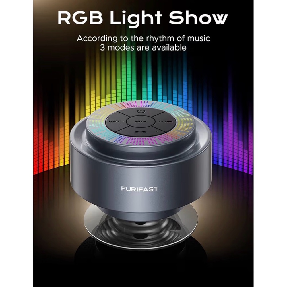 Black Wireless Shower Speaker with LED Display - Picture 3 of 5